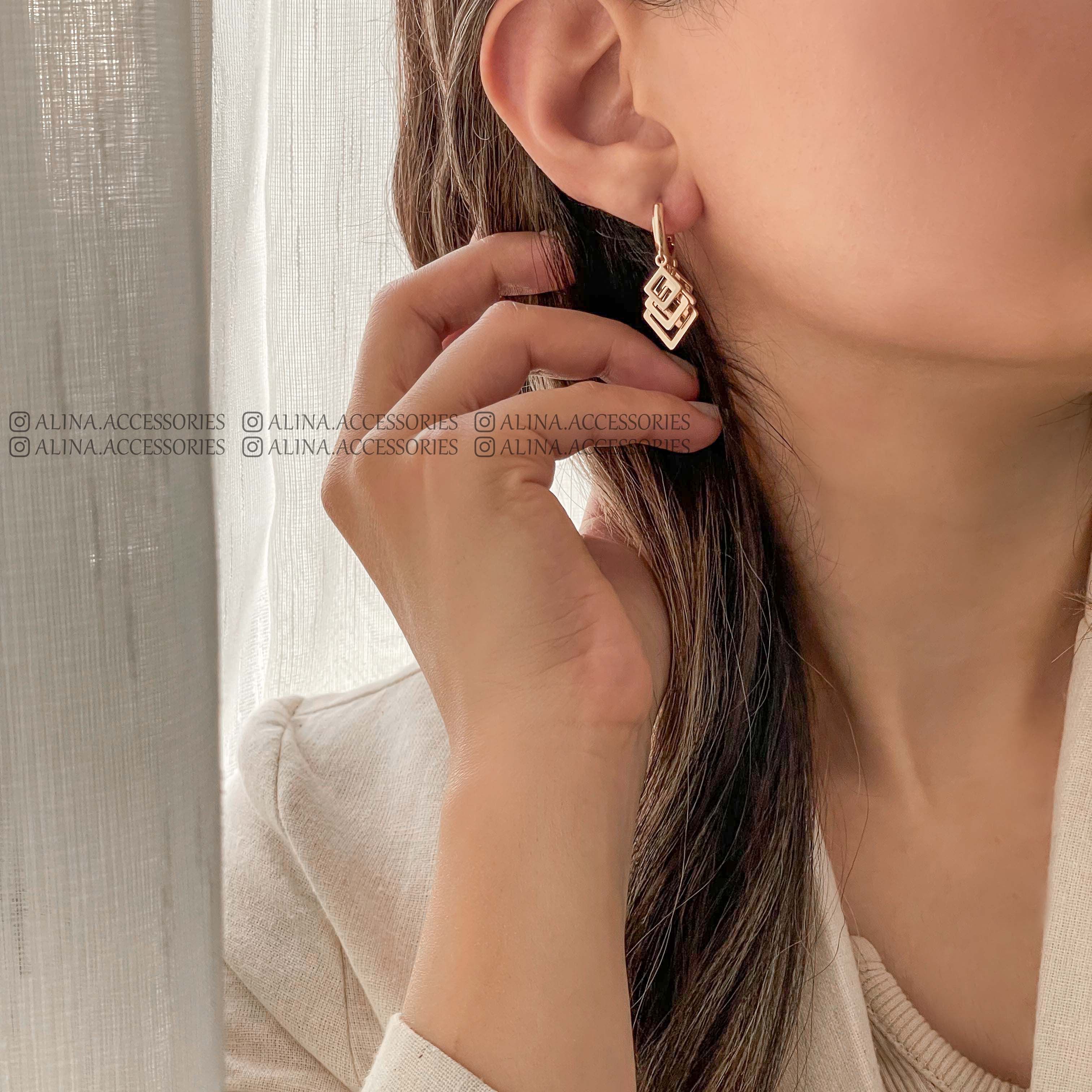 گوشواره آویز لوزی