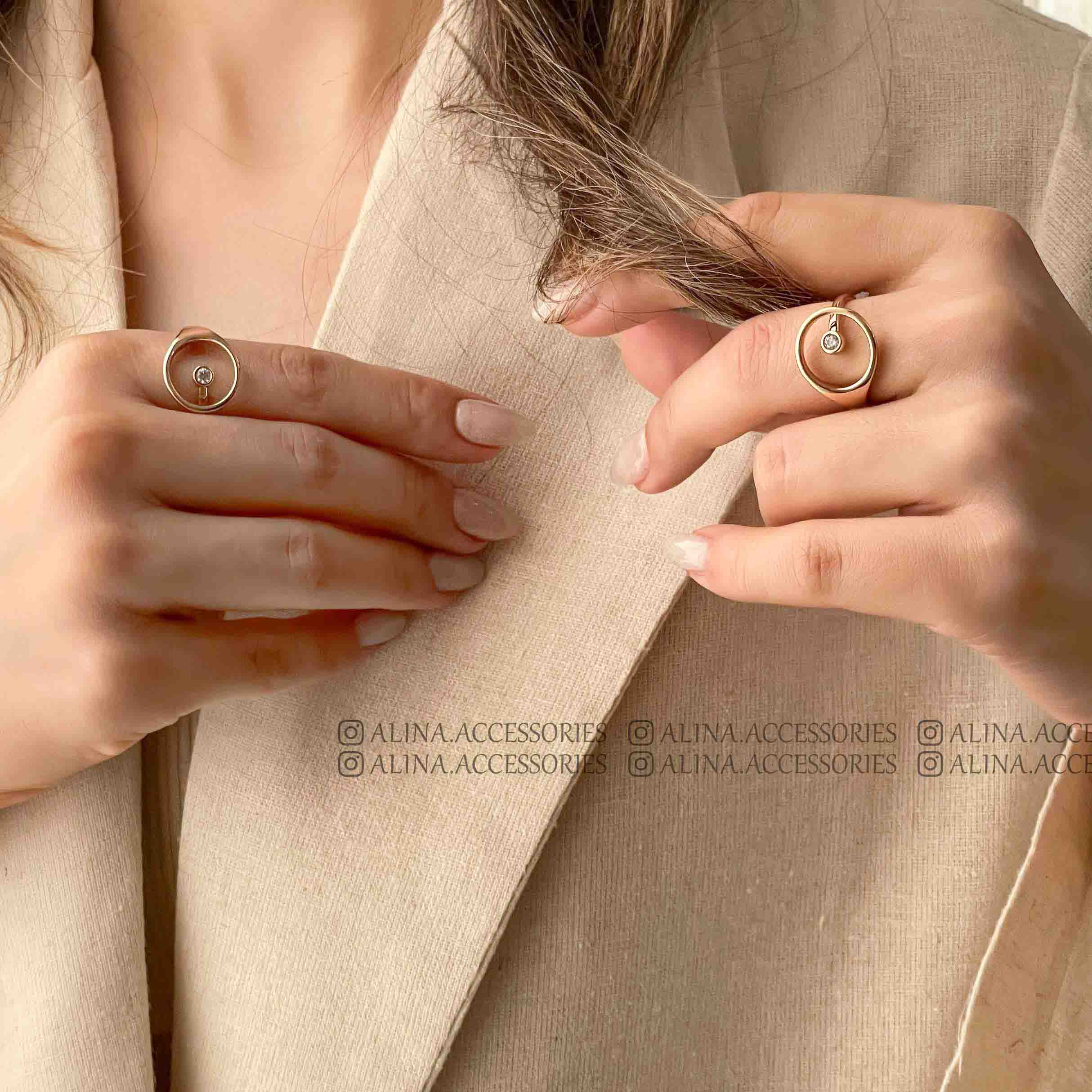 انگشتر دایره تک نگین ژوپینگ 1