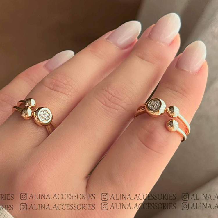 انگشتر دوگوی نگین دار ژوپینگ 1