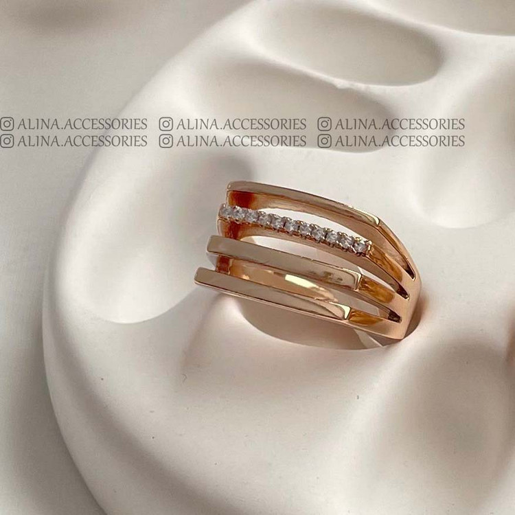 انگشتر خطوط موازی نگین دار۴ لاینی 3