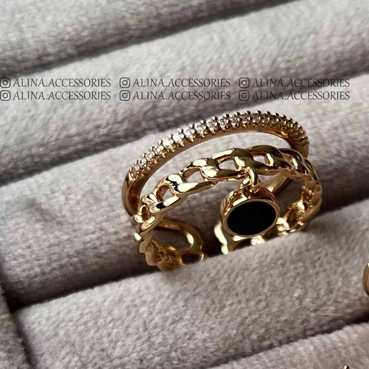 انگشتر دولاین کارتیه آویز مشکی ژوپینگ