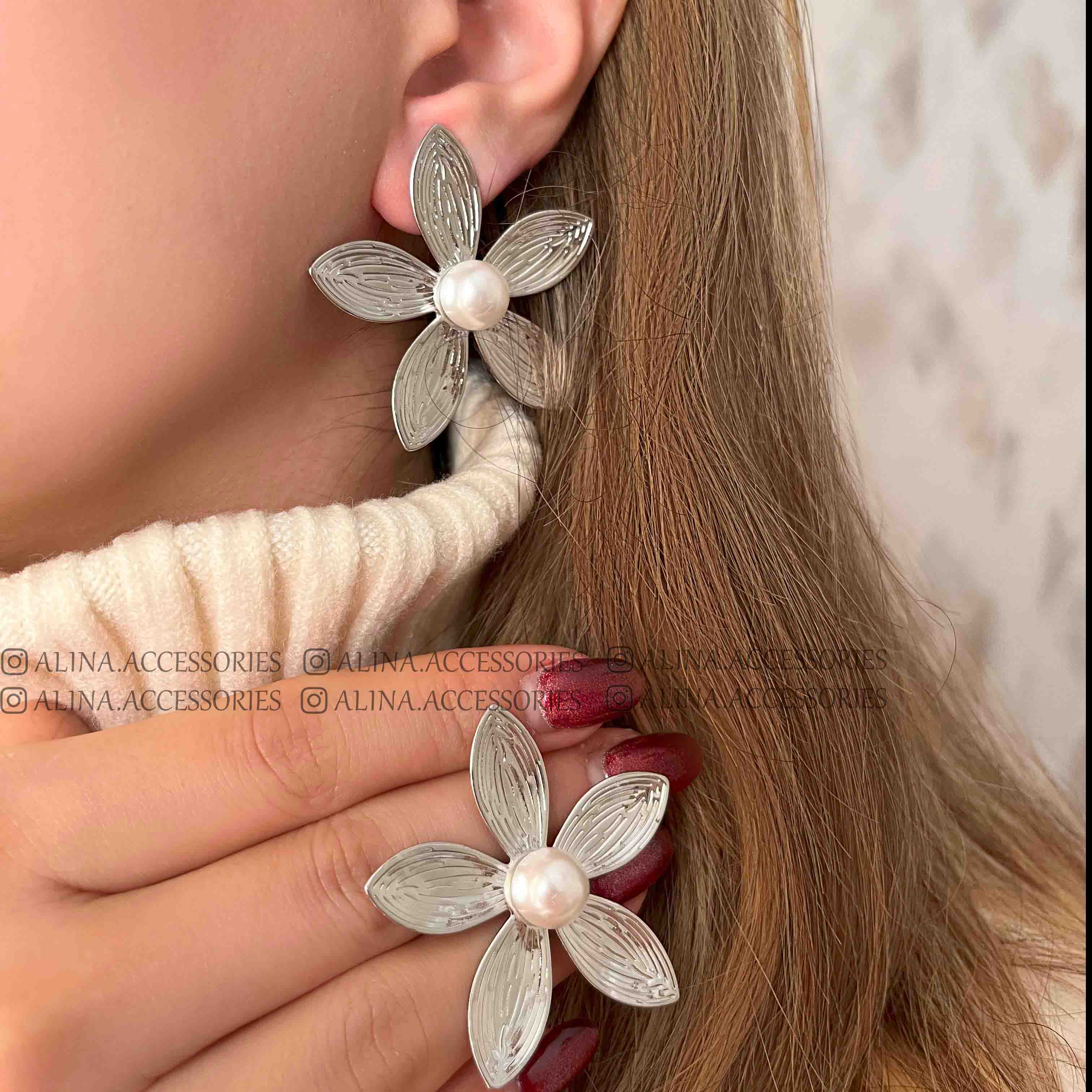 گوشواره طرح گل پینترستی 2