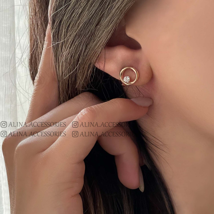 گوشواره تک نگین ریز ژوپینگ