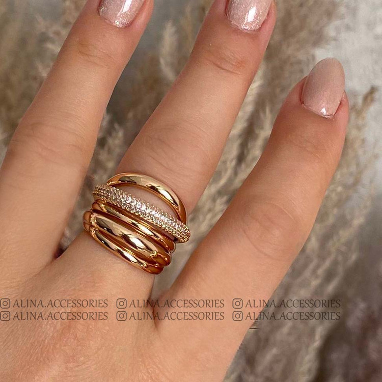 انگشتر ۵ لاین برجسته نگین دار ژوپینگ 1