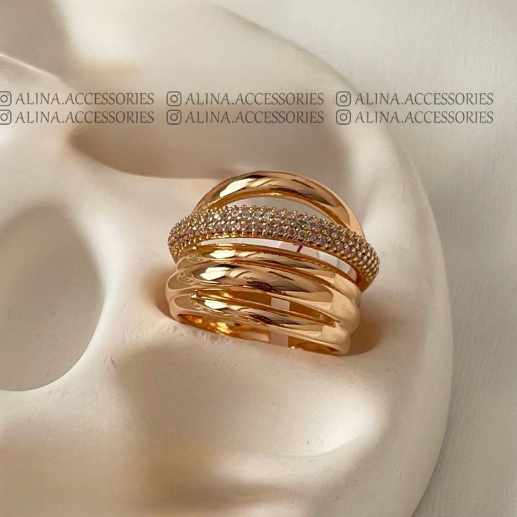 انگشتر ۵ لاین برجسته نگین دار ژوپینگ