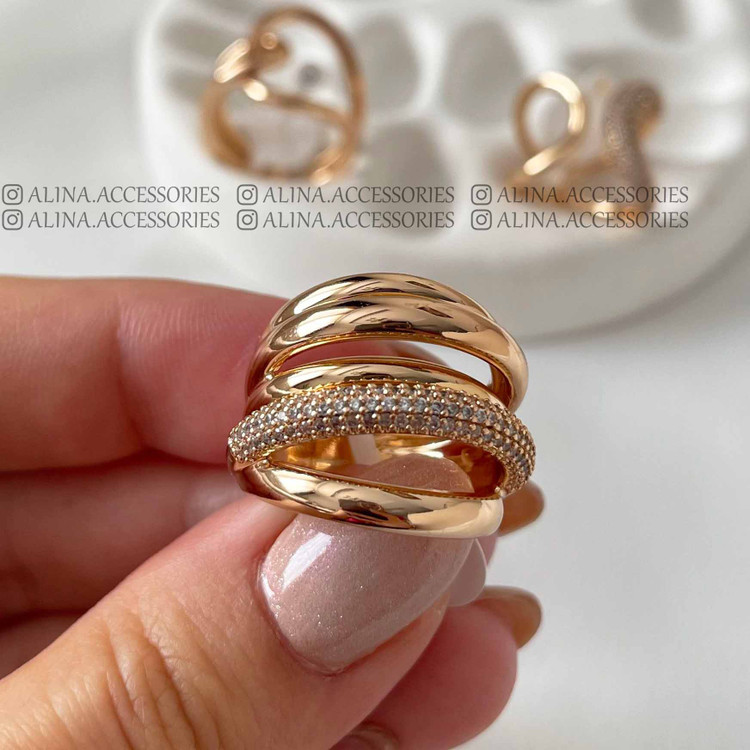 انگشتر ۵ لاین برجسته نگین دار ژوپینگ 2