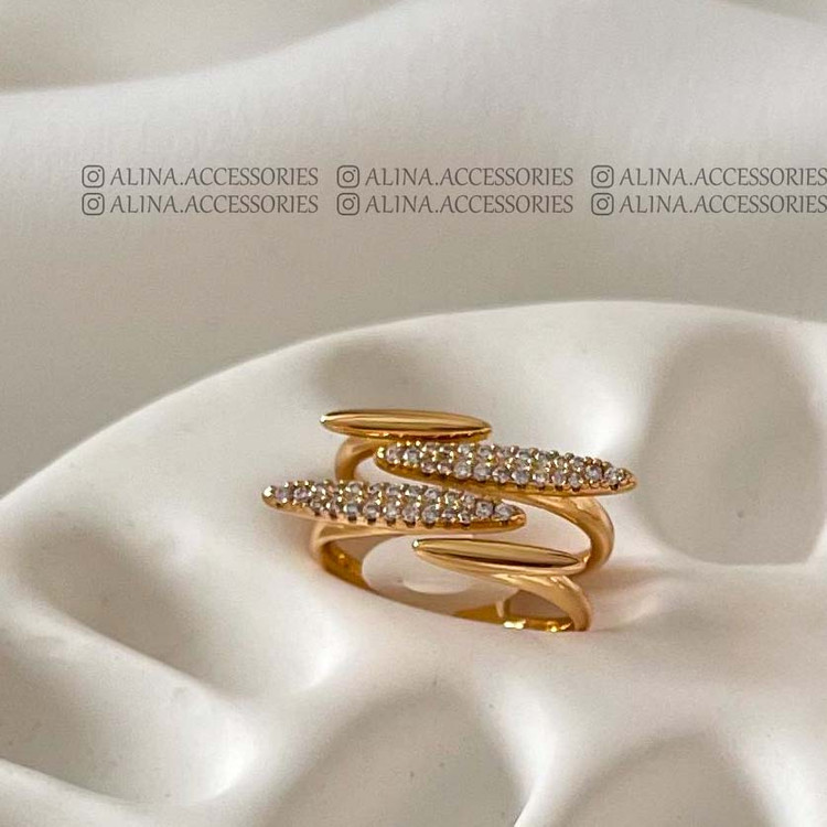 انگشتر دو خط نگین دار ژوپینگ