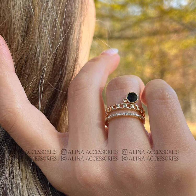 انگشتر دولاین کارتیه آویز مشکی ژوپینگ 2