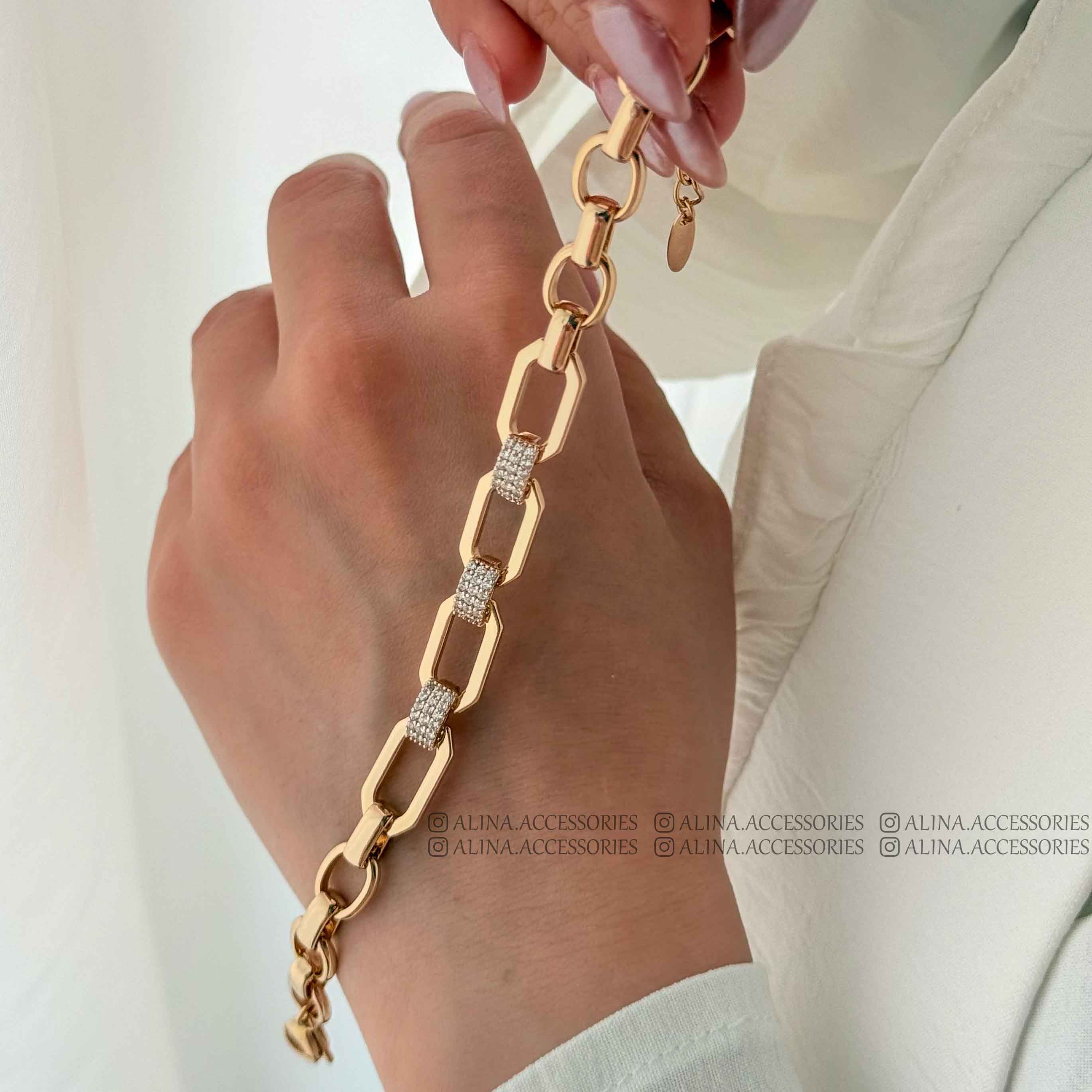 دستبند زنیت ۳ مربع نگین دار ژوپینگ 2