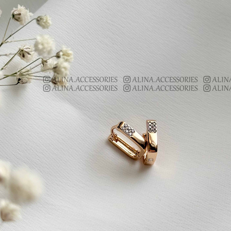 گوشواره مستطیل نگین دار ژوپینگ