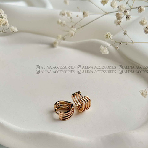 گوشواره حلقه ای ۴ لاین موج ژوپینگ