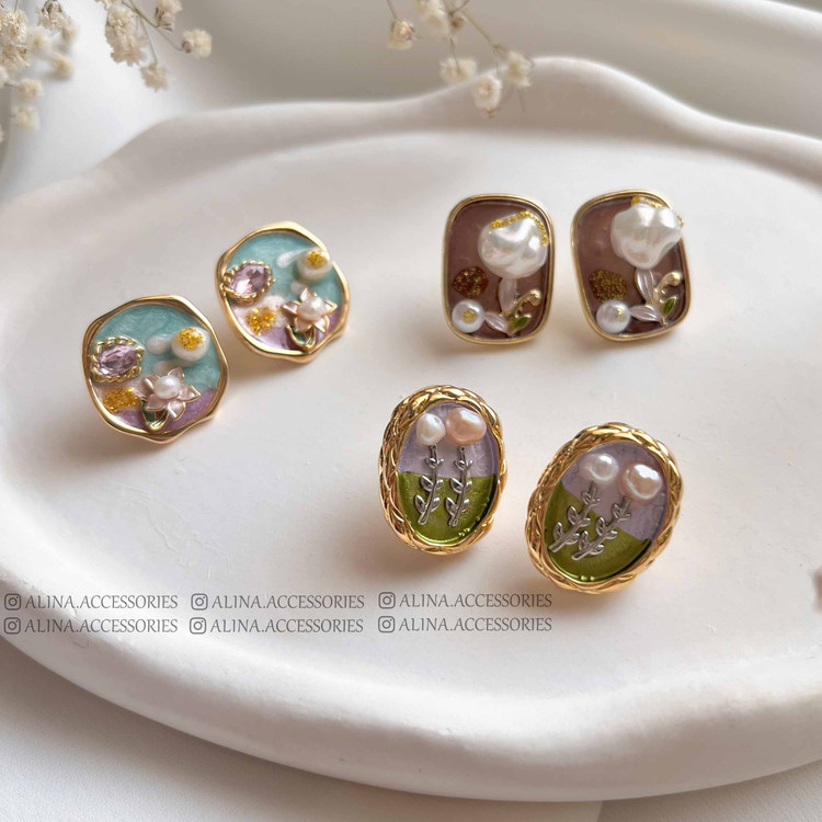 گوشواره رزینی و میناکاری