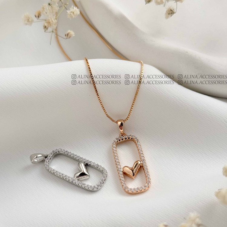 پلاک قلب نگین دار