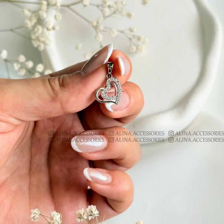 پلاک قلب نقره ای ژوپینگ