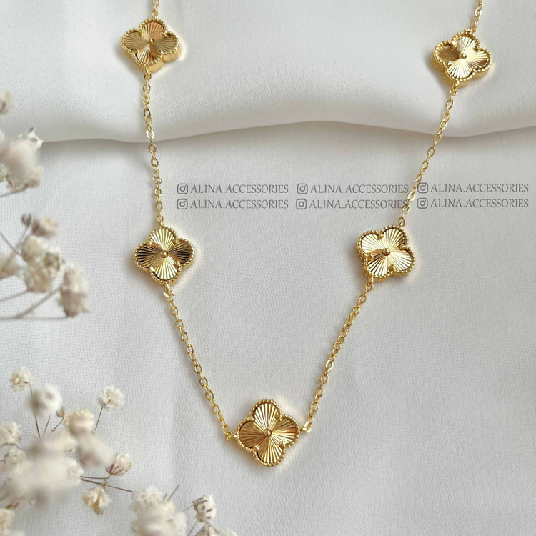 گردنبند (رولباسی) ونکلیف دورو تراشدار طلایی