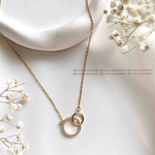 گردنبند دو دایره استیل