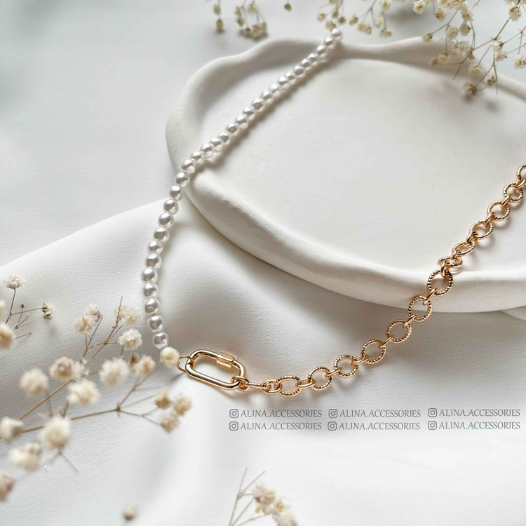 گردنبند نصف مروارید زنجیر ژوپینگ