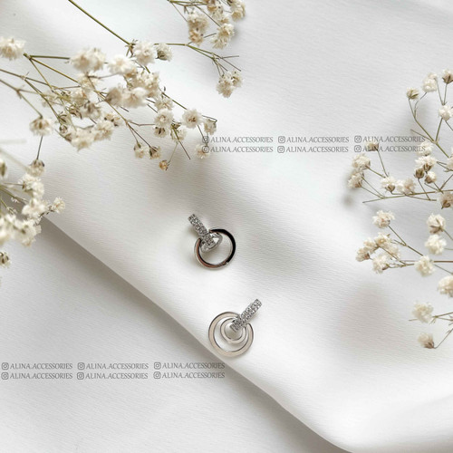 گوشواره چند دایره فشن نقره ای