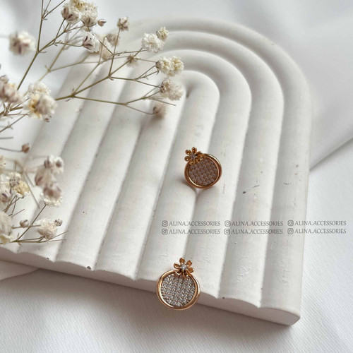 گوشواره پرنگین تک گل ژوپینگ 1