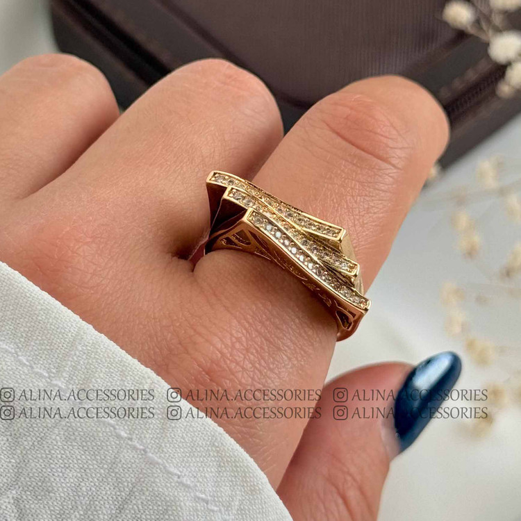 انگشتر سه پله پنجره ای نگین دار ژوپینگ