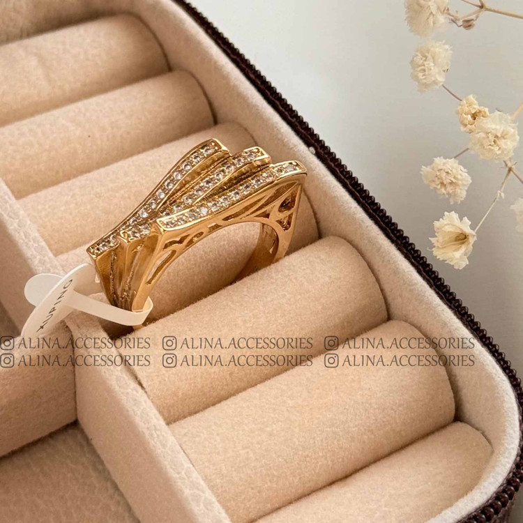 انگشتر سه پله پنجره ای نگین دار ژوپینگ