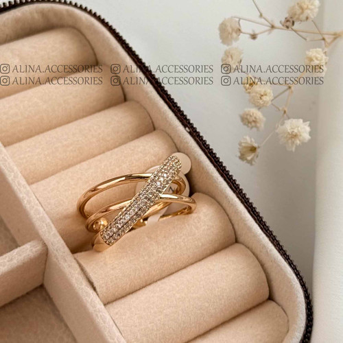 انگشتر سه لاین نگین برجسته ژوپینگ