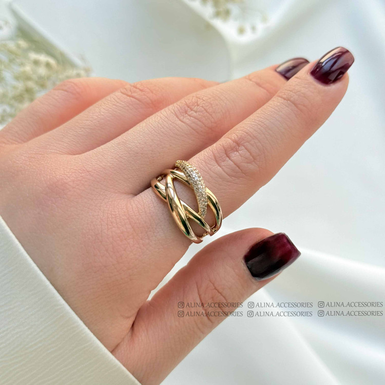 انگشتر دو ضربدر نگین دار ژوپینگ1