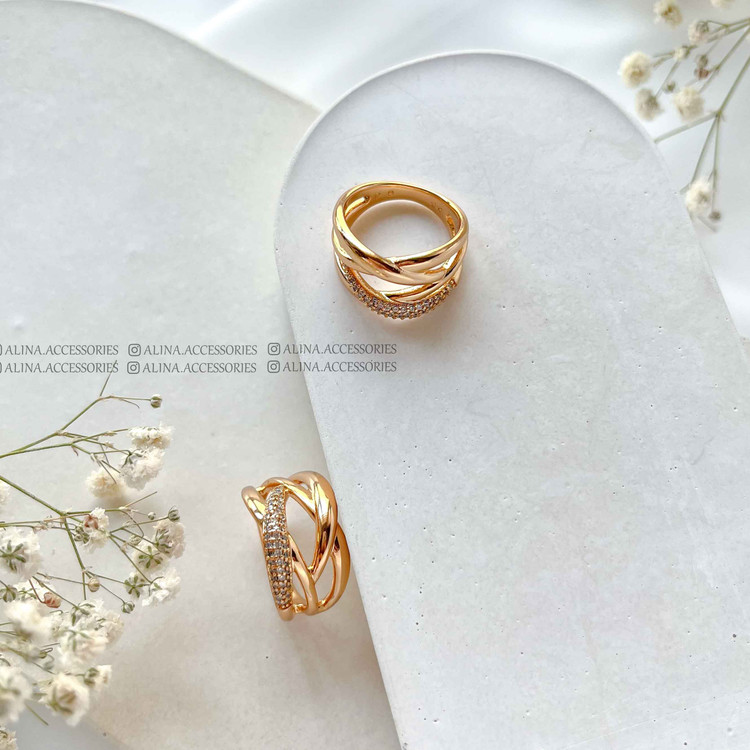 انگشتر دو ضربدر نگین دار ژوپینگ