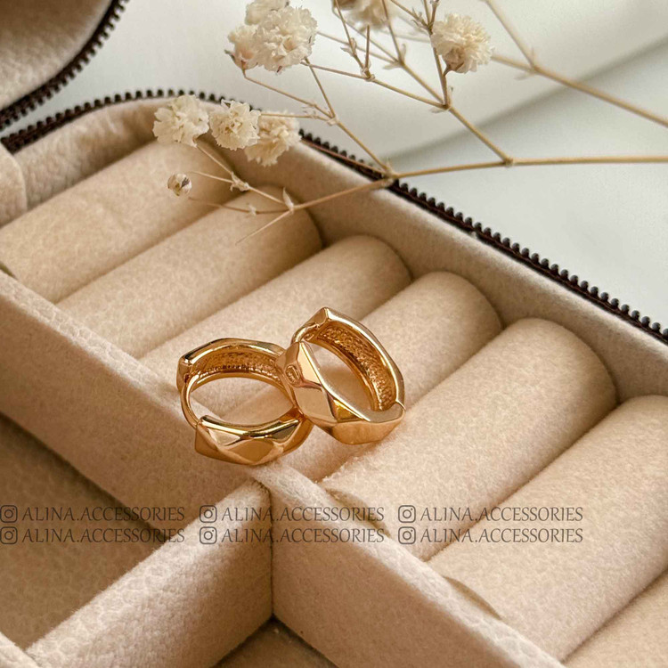 گوشواره حلقه ای چند وجهی کوچک ژوپینگ