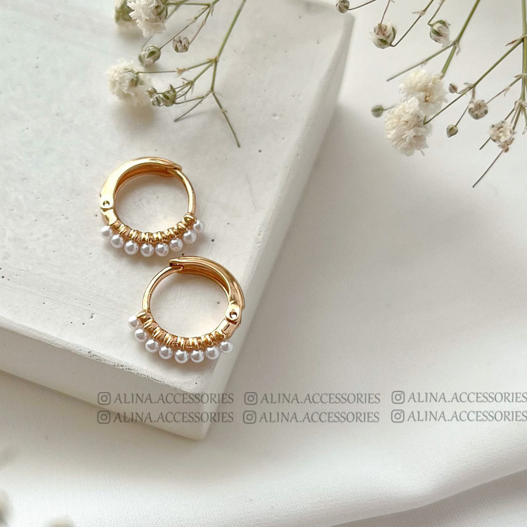گوشواره حلقه ای مرواریدی ریز ژوپینگ