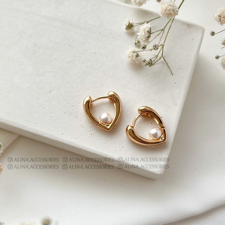 گوشواره مثلثی داخل مروارید ژوپینگ