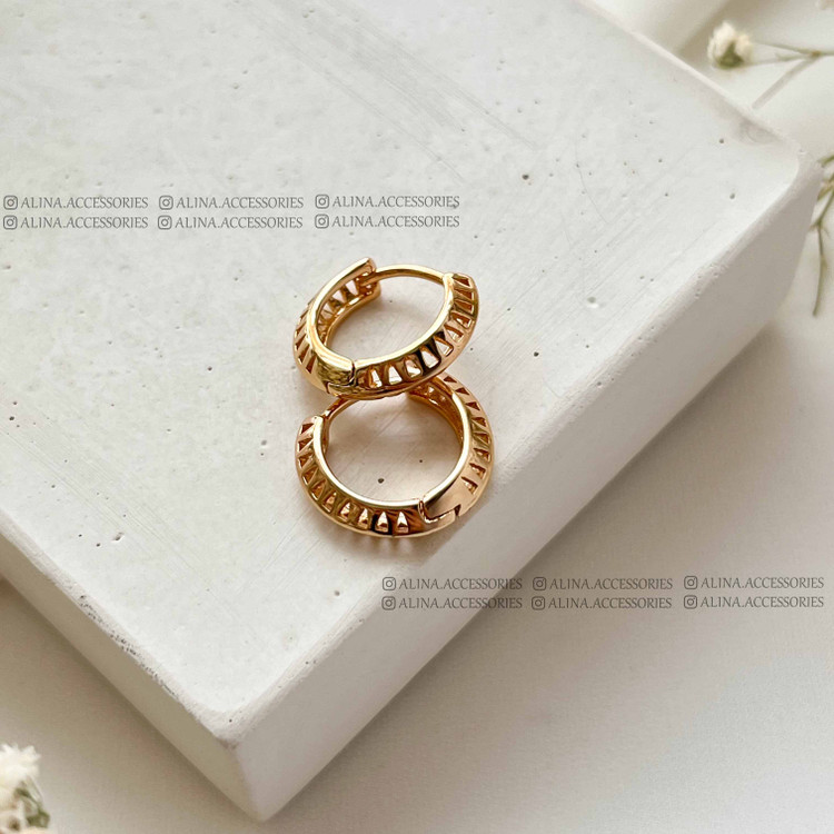 گوشواره حلقه ای تراش تو خالی ژوپینگ