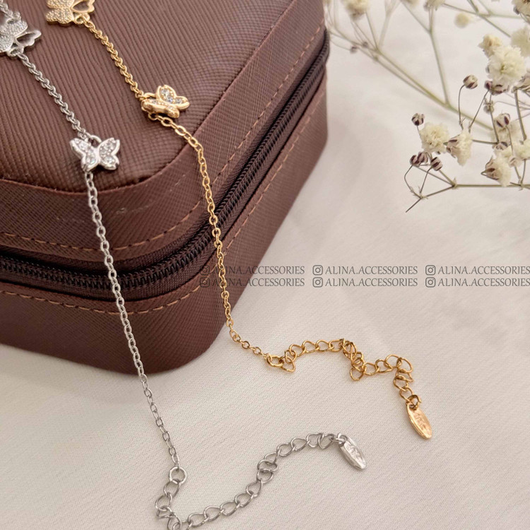پابند گل شبدر و پروانه نگین دار ژوپینگ