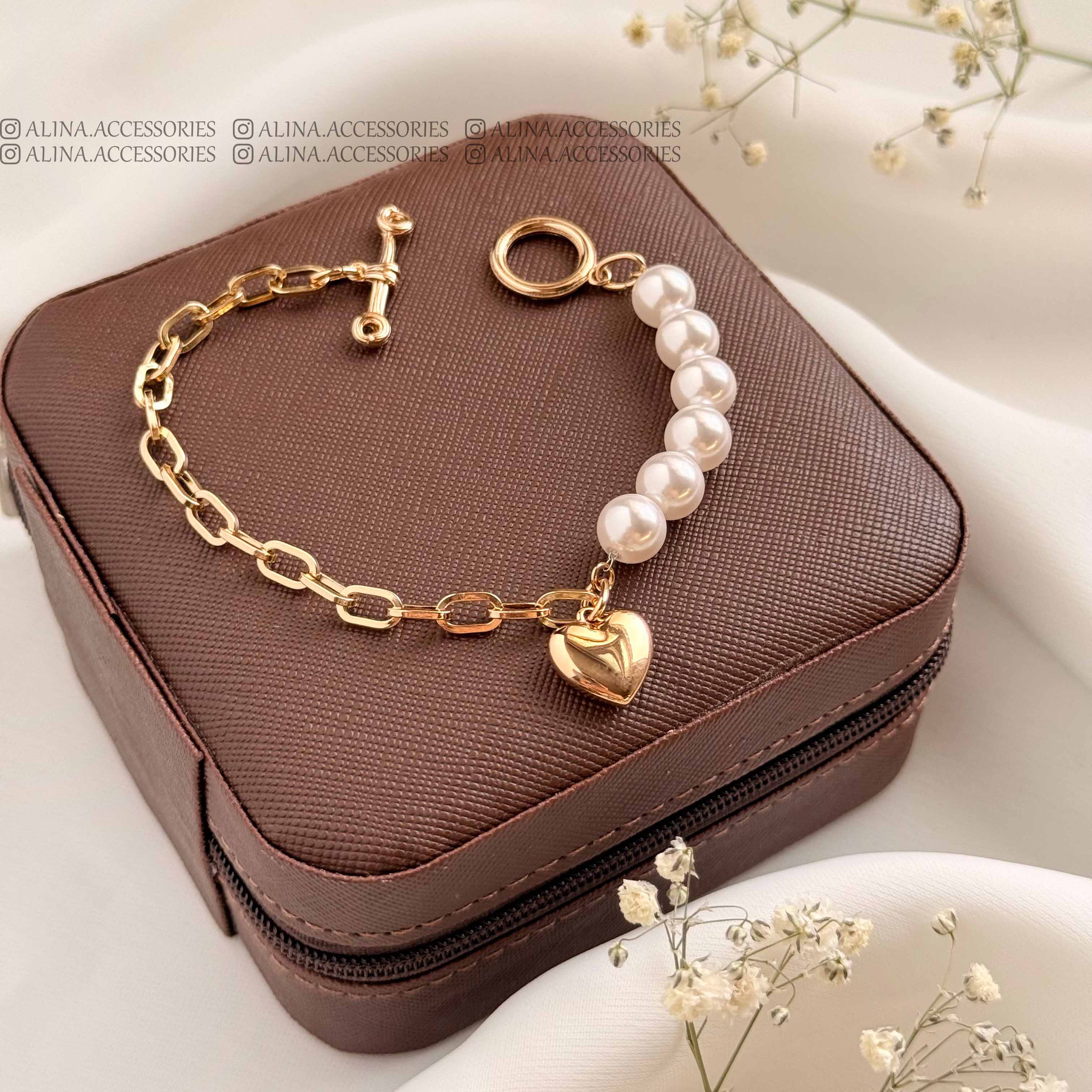 دستبند نیمه مروارید آویزقلبی ژوپینگ