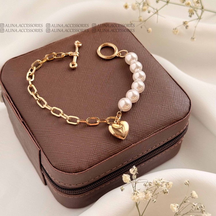 دستبند نیمه مروارید آویزقلبی ژوپینگ