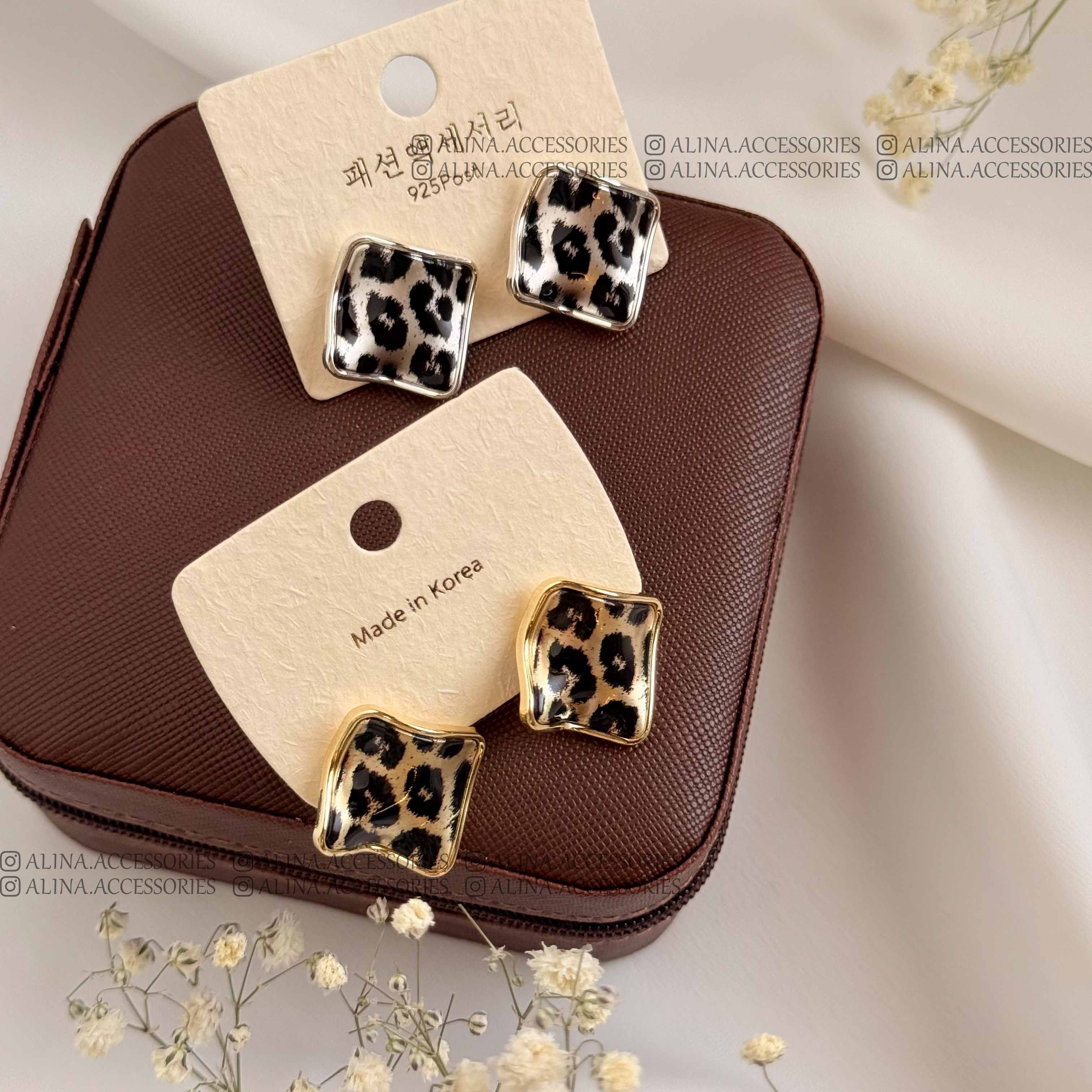 گوشواره پلنگی مربعی مواج