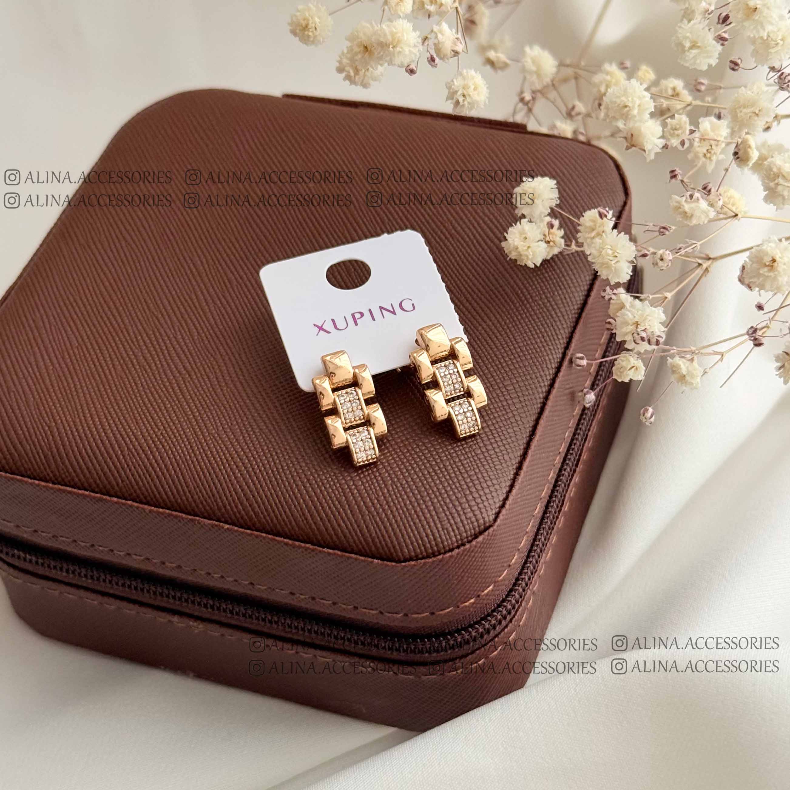گوشواره میخی رولکس نگین دار ژوپینگ