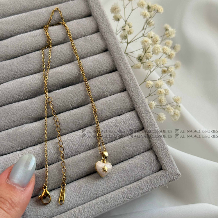 گردنبند قلب میناکاری دو رو سه بعدی