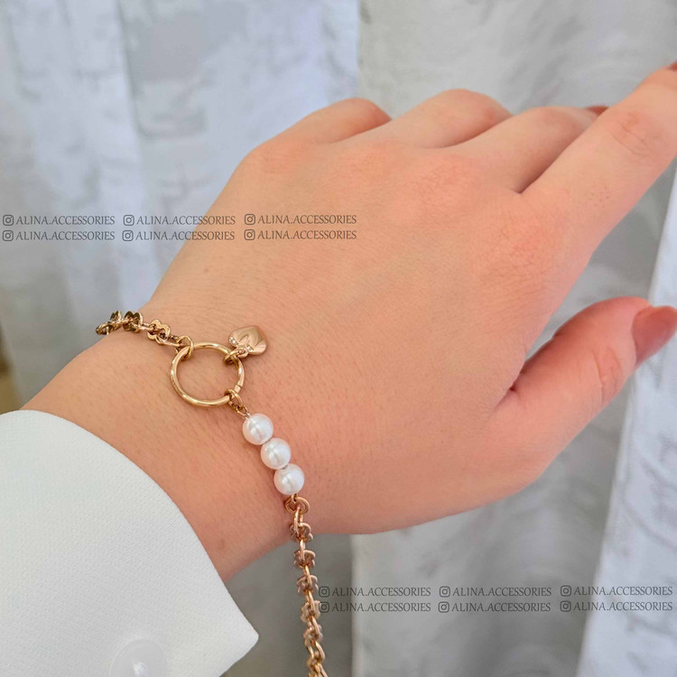 دستبند سه مروارید آویزقلبی ژوپینگ
